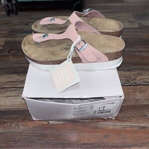 PAPILLIO Birkentock Gizeh Platform Sandal Women 37 L 6 Ecru Nubuck Leather